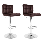 Artiss 2x Gas Lift Bar Stools Swivel Chairs Leather Chrome Chocolate