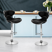 Artiss 2x Bar Stools DINO Kitchen Swivel Bar Stool Leather Gas Lift Chairs Black