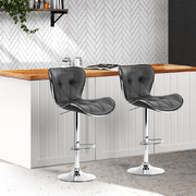 2x Kitchen Bar Stools Gas Lift Stool Chairs Swivel Barstools Leather Grey