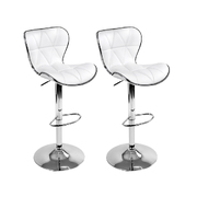 Set of 2 PU Leather Bar Stools - White
