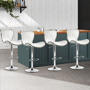  set of 4 Bar Stools RUBY Kitchen Swivel Bar Stool PU Leather Chairs Gas Lift White