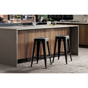 Set of 2 Metal Backless Stools - Black