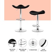2x Gas Lift Bar Stools Swivel Chairs Leather Chrome Black