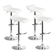 set of 4 Bar Stools SENA Kitchen Swivel Bar Stool PU Leather Chairs Gas Lift White