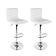 2x Leather Bar Stools ARNE Swivel Bar Stool Kitchen Chairs White Gas Lift White