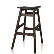 Set of 2 Wooden and Padded Bar Stools - Black