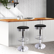 4x Bar Stools Leather Padded Gas Lift Silver