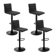  set of 4 Bar Stools Fabric Kitchen Cafe Swivel Bar Stool Chair Gas Lift Black