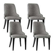 4x Grey Linen Dining Chairs Set Modern Fabric Kitchen Chairs Upholstered