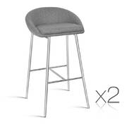 Set of 2 Fabric Bar Stools - Grey