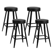  set of 4 DORIAN Bar Stools Retro Bar Stool PU Leather Dining Chair Steel 71cm Black