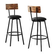 Industrial Bar Stool Upholstered Counter Chair Steel Frame Anti Scratch 2 Pack