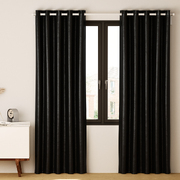 2X Blockout Curtains Eyelet 140x230cm Black Shine