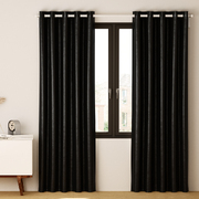 2X Blockout Curtains Eyelet 180x213cm Black Shine
