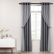2X 132x160cm Blockout Sheer Curtains Charcoal