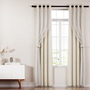 2X 132x242cm Blockout Sheer Curtains Beige