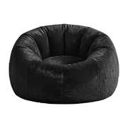 Faux Fur Bean Bag Cover Round Large Black | EXTG