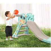 Kids Slide Outdoor Basketball Ring Activity Center Toddlers PlaySet Green