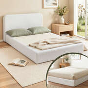 Queen Bed Frame No Assembly Boucle Cream | EXTG
