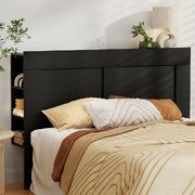 Bed Frame Double Size Bed Head with Shelves Headboard Base Black