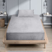 Cozy Up with our Silver Flannel Fitted Bed Sheet Set and Pillowcase for Winter Warmth