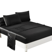 Bed Sheet Summer Silky Satin Pillowcases Double Black
