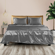 Bed Sheet Summer Silky Satin Pillowcases King Grey
