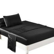 Silky Satin Sheets Fitted Flat Single Black