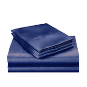 Quilt Cover Set Summer Silky Satin Pillowcases Double Blue
