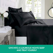 DreamZ Ultra Soft Silky Satin Bed Sheet Set in Queen Size in Black Colour