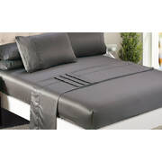 DreamZ Ultra Soft Silky Satin Bed Sheet Set in Queen Size in Charcoal Colour