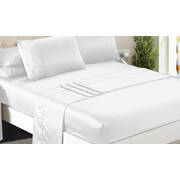 DreamZ Ultra Soft Silky Satin Bed Sheet Set in Queen Size in White Colour