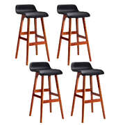 4x Bar Stools Wooden Stool Black Sleek and Durable