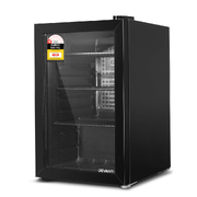 70L Bar Fridge Glass Door w/Light Black