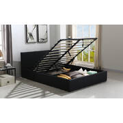 Bed Frame Gas Lift Premium Leather Base Mattress Storage Double Black