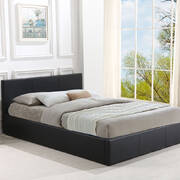 Bed Frame Gas Lift Premium Leather Base Mattress Storage King Size Black