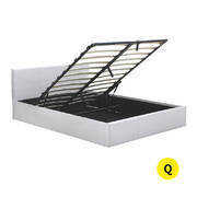 Bed Frame Premium Leather Base Mattress Storage Queen Size White