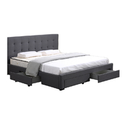 Premium fabric king Bed Frame Base With Storage Drawer-Dark Grey