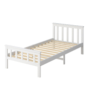 Wooden Bed Frame Single Size Mattress Base Solid Pine Wood White