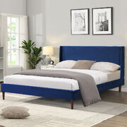 Premium Double Size Mattress Base: Velvet Bed Frame in Blue