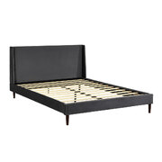 Bed Frame Wooden Base with Velevt Grey Headboard Queen