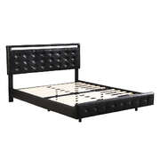 Ergonomic Floating Bed Frame Double with Headboard LED Lights