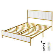 Compact Metal Bed Frame Under Bed Storage Queen Beige - Adjustable