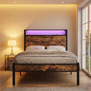 Single Bed Frame LED Lights USB Headboard | EXTG