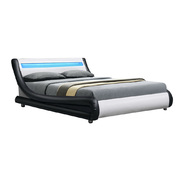 LED Bed Frame Queen Size Base Mattress Platform Leather Wooden ALEX