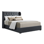  Double Full Size Gas Lift Bed Frame Base With Storage Mattress Charcoal Fabric Wooden