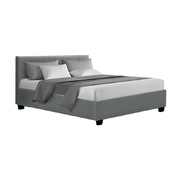 LISA Double Full Size Gas Lift Bed Frame Base With Storage Mattress Grey Fabric