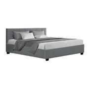 LISA King Size Gas Lift Bed Frame Base With Storage Mattress Grey Fabric