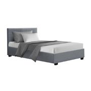  LISA King Single Size Gas Lift Bed Frame Base With Storage Mattress Grey Fabric