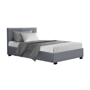 LISA King Single Size Gas Lift Bed Frame Base With Storage Mattress Grey Fabric